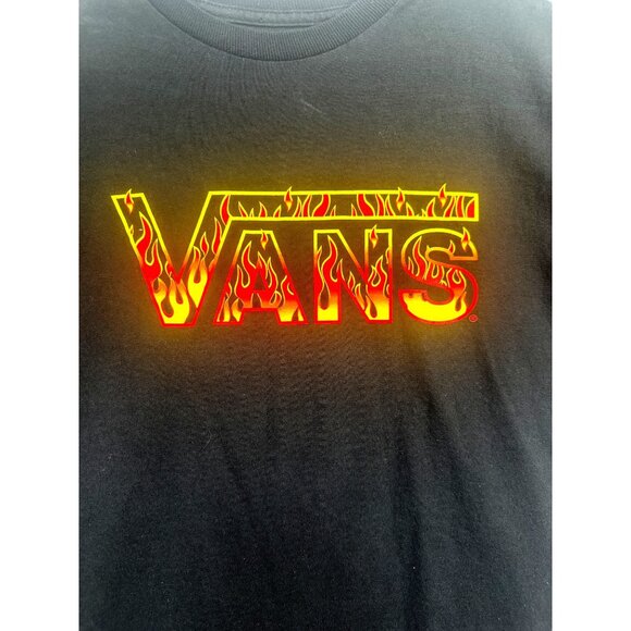 Vans Unisex Size M Black Flame Logo Graphic TShirt Relaxed Fit Short Sleeve NWOT - Picture 2 of 5